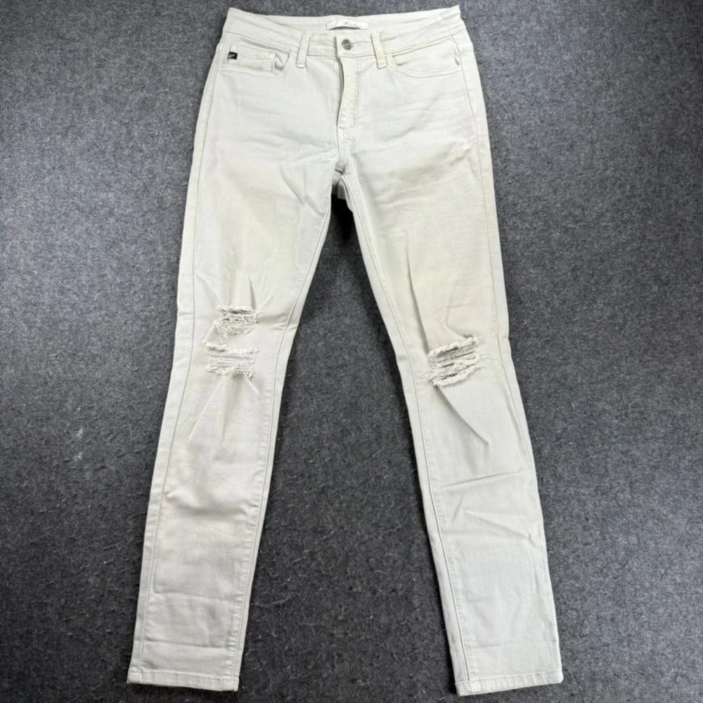 KanCan Womens Distressed Knee Skinny Jeans Size 28 Light Wash Denim Pants